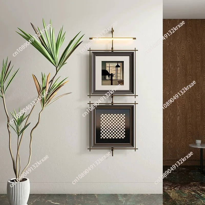 for Italian minimalist wall living room porch hanging picture hanging rod pendant background wall model