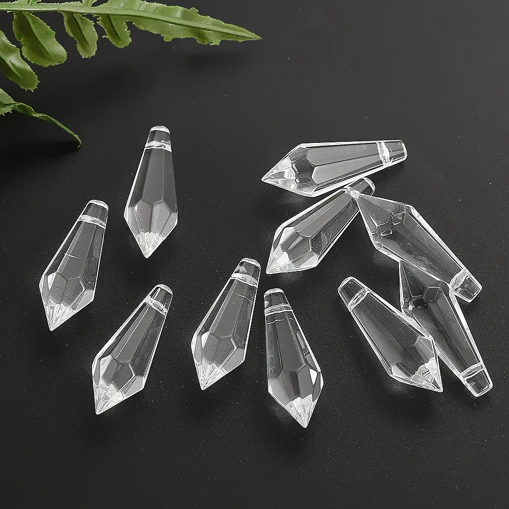 Muy Bien 5 Stück Eiszapfen-Kristallprisma-Kronleuchter, Kristall-Anhänger, Sonnenfänger, Glas, spitzer Tropfen, facettierte Perlen für DIY-Schmuckherstellung