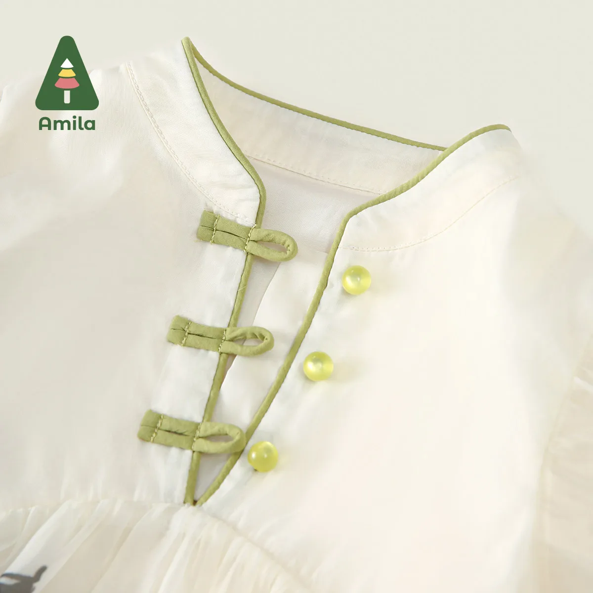 Amila 2024 Summer New Baby Skirt Chinese Buckle Elements High Quality Simple Girls Tank Top Dress 0-6Y