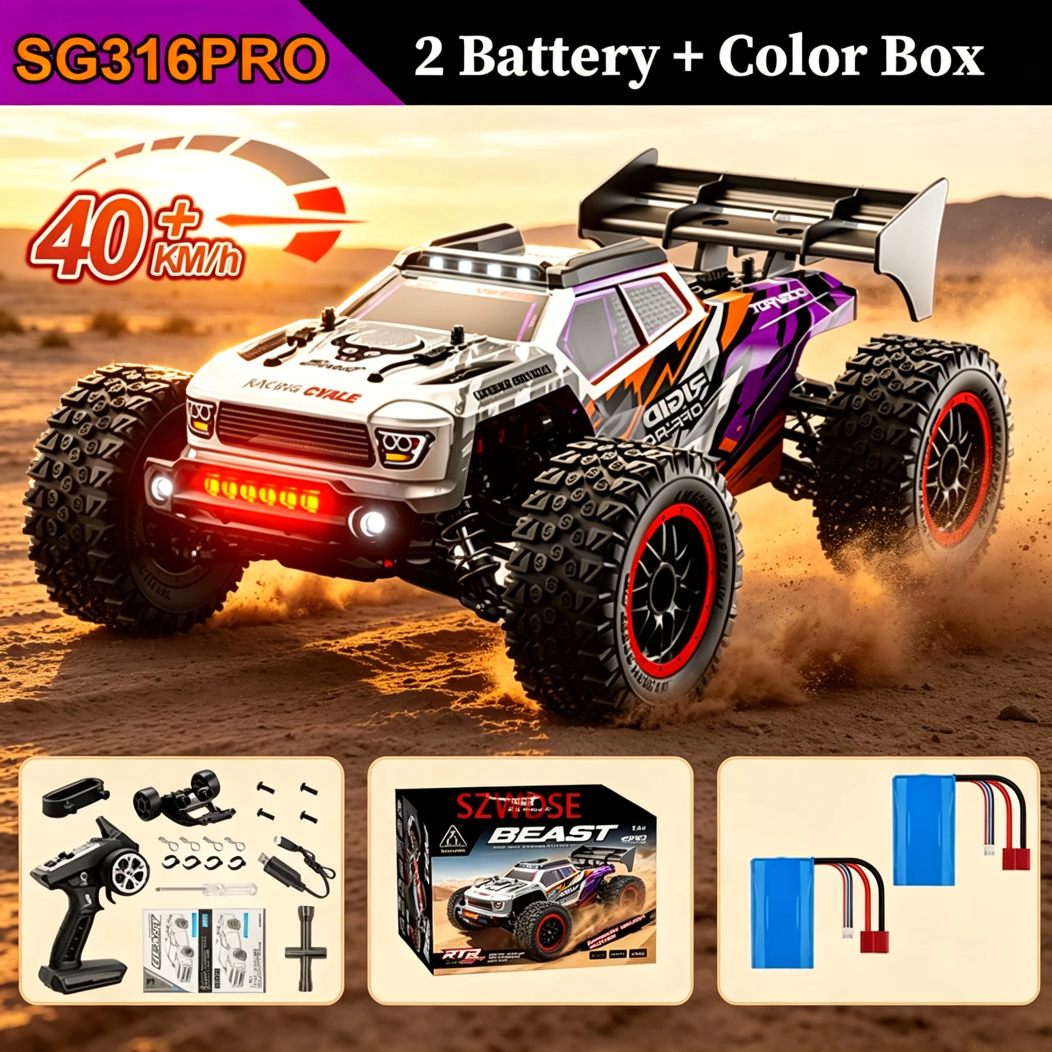 WLtoys SG316PRO/SG316Max 1:16 RC-auto, borstelloos/geschreven motor, hobbykwaliteit, race- en off-road, op afstand bestuurd, 2.4G, 80 km/u, snelle RC-auto, speelgoed, cadeau