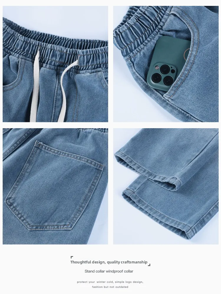 Adient American Sle الرجال الصيف رقيقة واسعة الساق الجينز فضفاضة مستقيم قطع عارضة السراويل منخفضة الخصر الكلاسيكية الأزرق الدنيم