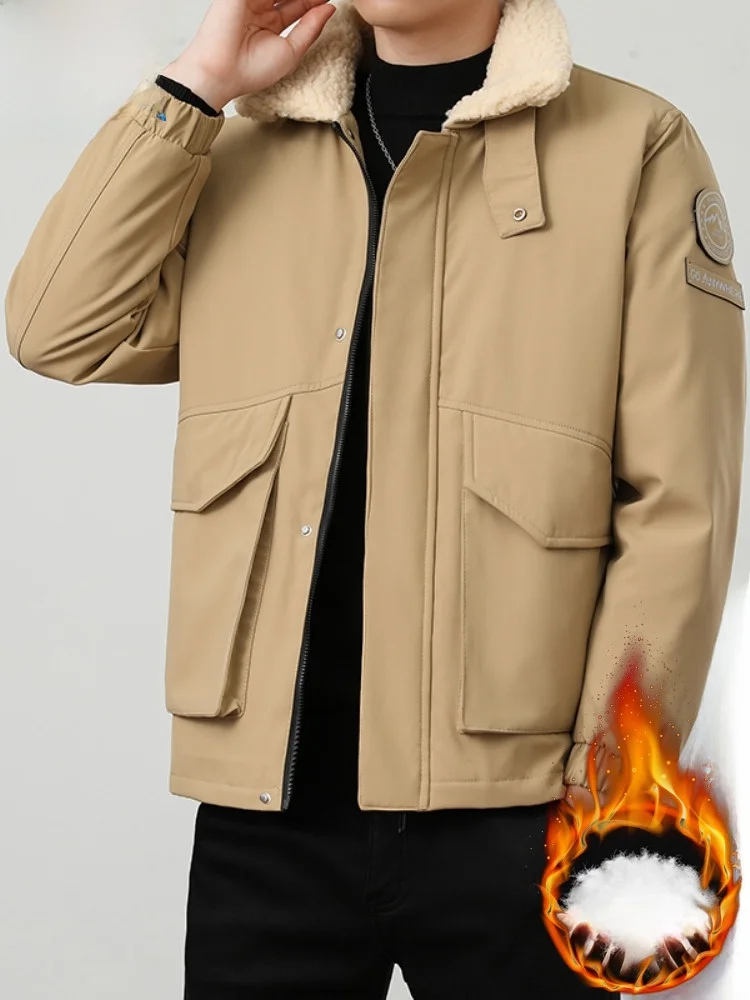 

Paul Men's 2025 down Jaet Workwear Outdoor Sports Turned Fur Collar White Du down Jaet Warmth Middle Youth Outerwear