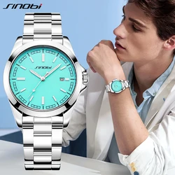 SINOBI High Quality Men's Quartz Watches Original Design Man's Casual Wristwatches Calendar Stainless Steel Male Clock Best Gift