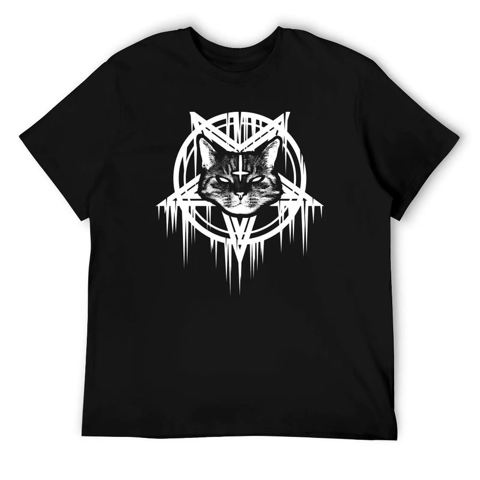 

Satanic Black Metal Cat CATAN 666 T-Shirt t shirts for man slim fit man t shirts for men T-Shirt