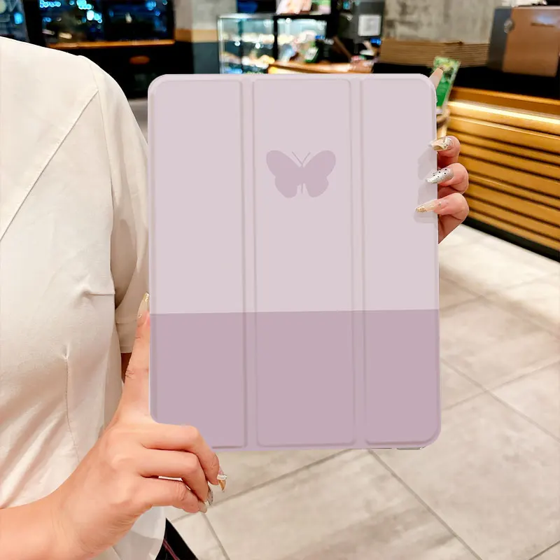 حافظة كمبيوتر لوحي على شكل فراشة وردية لجهاز iPad pro 10/11 بوصة 2020/6th/7th /8th /Air 3rd/Air 4th/9th gen/Air 5th Gen 2022/Air 11