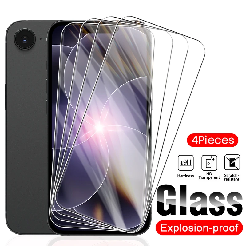 Protector de Pantalla de 4 Piezas para Apple iPhone 17e, Cristal Templado Protector para iPhone 17e, Película para iPhone, iPhon, iPhoe, iPone 17e, 17 e, e17