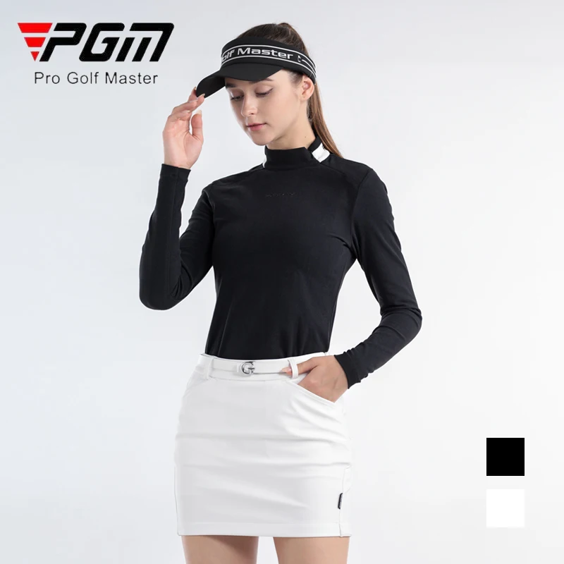 

PGM Ladies Velvet Long Sleeve Sport Shirt Women Slim Stand Collar Underwear Autumn Elastic Keep Warm Golf Shirt for Ladies S-XL