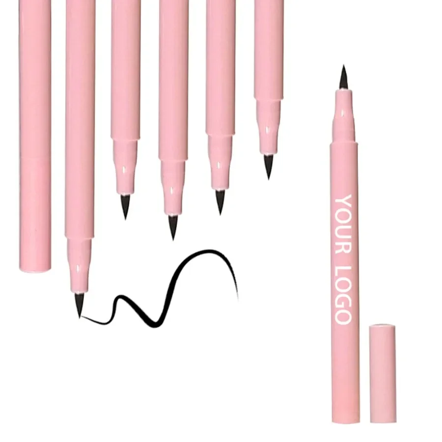 Custom Single Pink/Yellow Tube Liquid Eyeliner Fast Dry Long Lasting Easy To Use Portable Waterproof Eye Liner Makeup Bulk