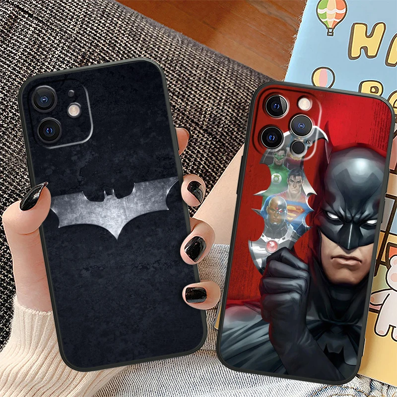 Batman Superman For Apple iPhone 15 14 13 12 Mini 11 XS XR X 8 7 Pro Max Plus Soft Silicone Black Phone Case