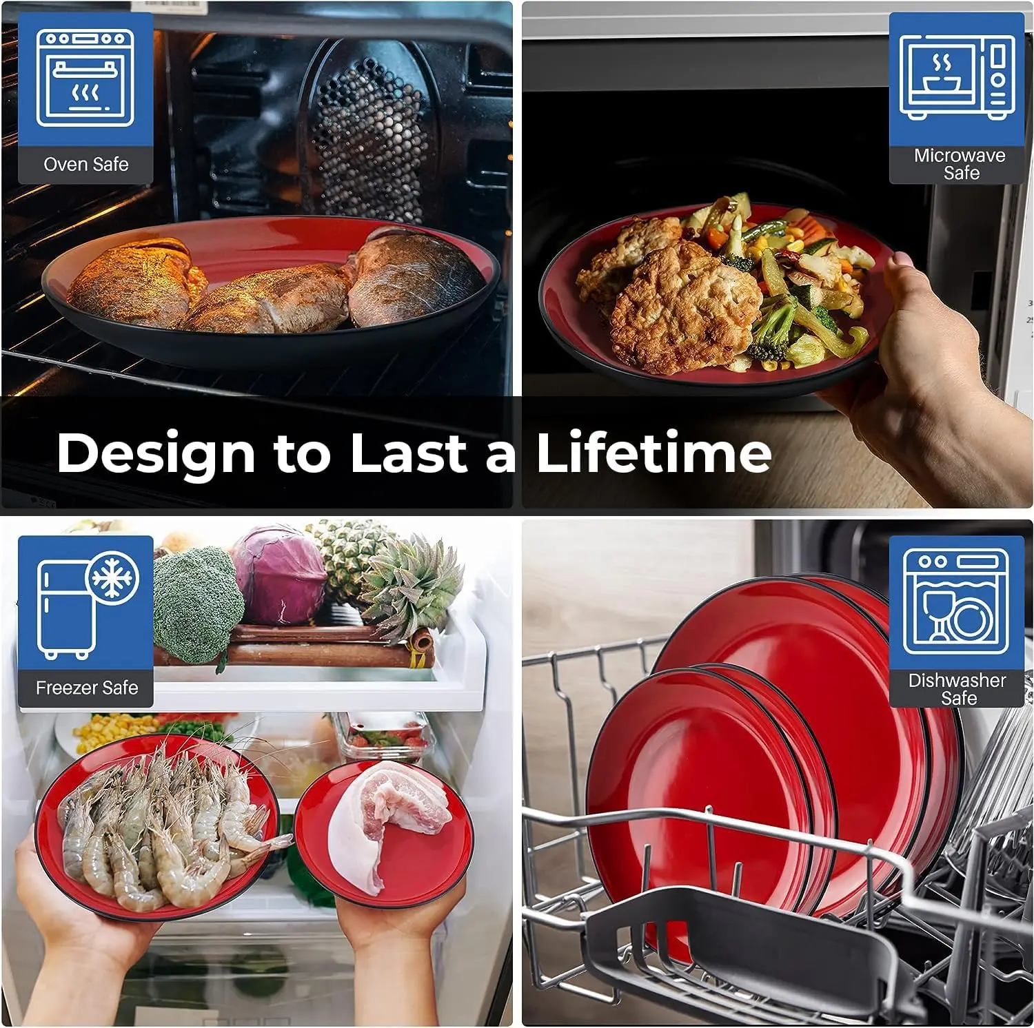 خدمة مكونة من 6 أطباق/مجموعة أواني طعام من الخزف الحجري - بما في ذلك الأطباق والأوعية والأكواب - آمنة للاستخدام في الميكروويف وغسالة الأطباق - Le PaPill