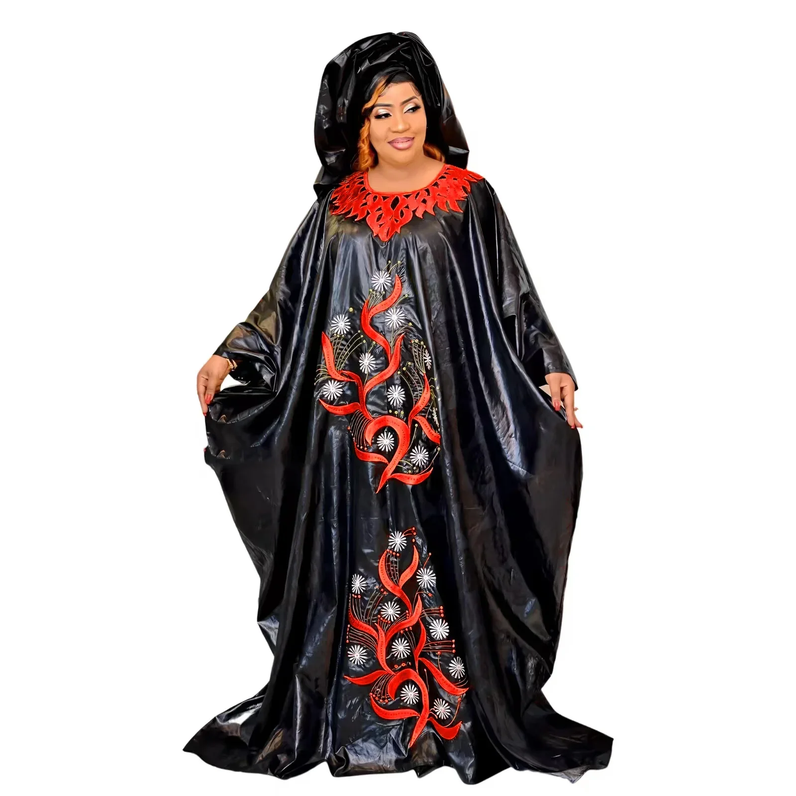 African Bazin Riche Dresses For Women Plus Size Dress Bazin Riche Embroidery With Embroidery Floor With Scarf