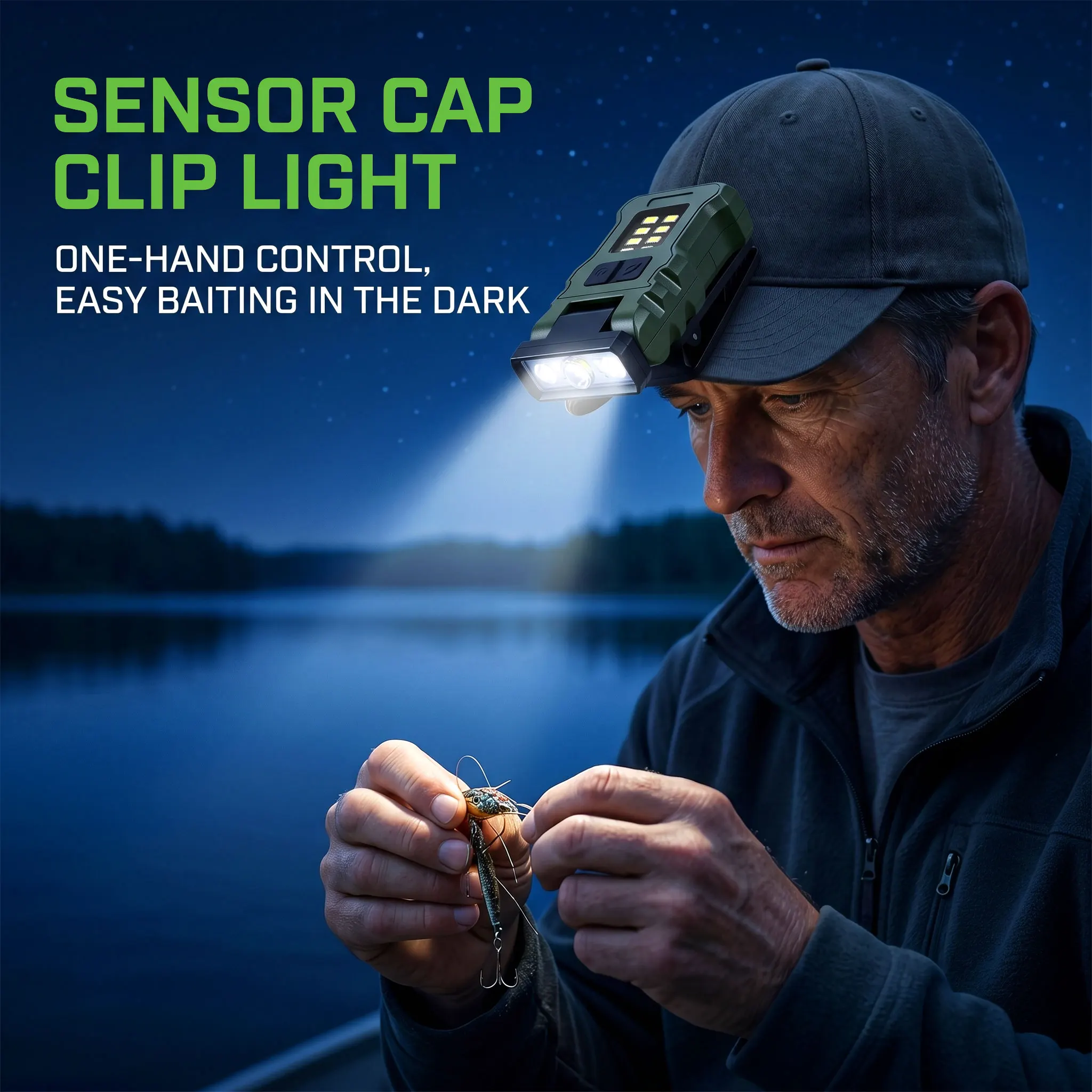 

Portable LED Work Light Clip On Hat Light, Mini USB Rechargeable EDC Flashlight for Fishing Home Emergency Camping Headlamp