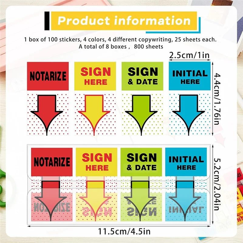 500Pcs Sign Here Stickers & Tabs Notarize Initial Here Sign And Date Tabs Stickers For Office School Students Notebook