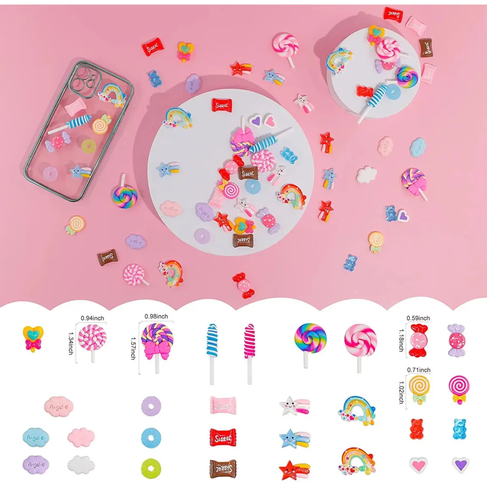 30PCS DIY Candy Color Candies Cake Chocolate Supplies Crystal Charms Resin Slime Toys Accessories Phone Case Decoration Ornament