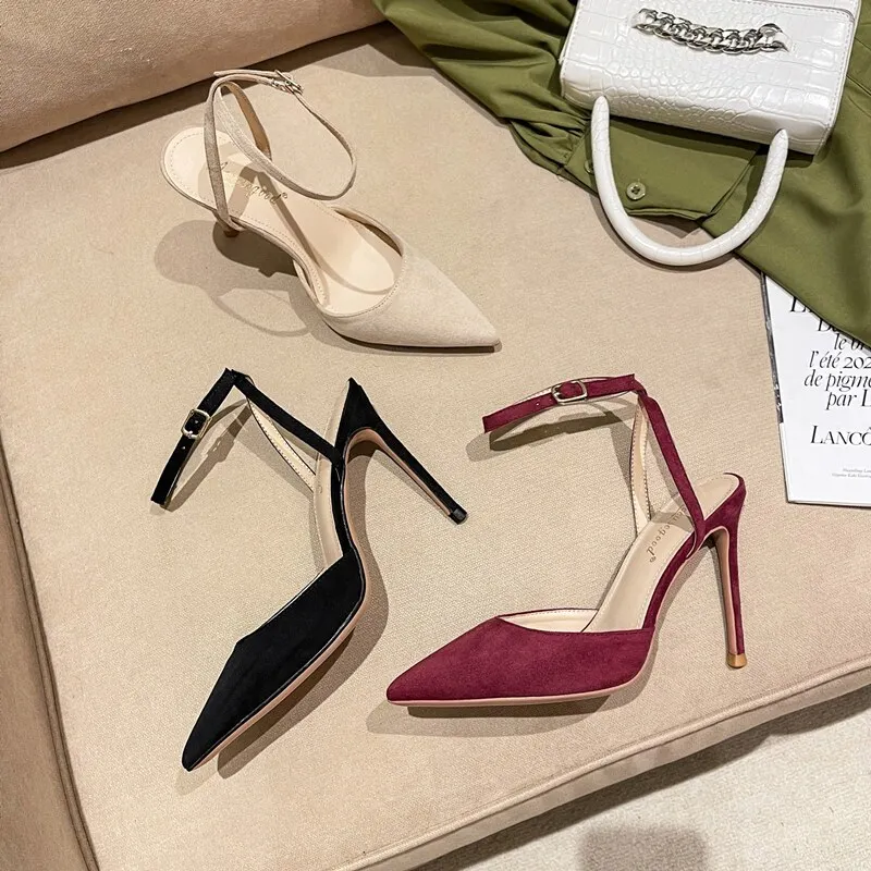 2026 Summer Pointed Hollow High Heel Thin Heel Sexy Rear Strap Bag Head Sandals Women