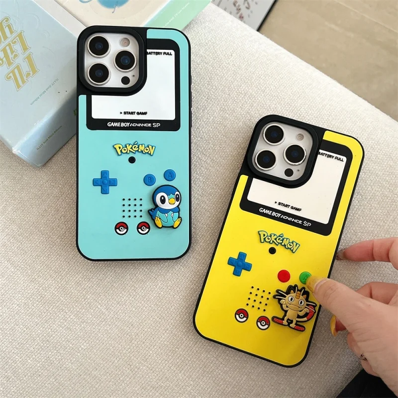 

Japane anime cartoon Cute P-Pokemon Meowth Piplup Pokemons Phone Case for iPhone 11 12 13 14 15 16 17 Pro Max Plus XR Max Cover