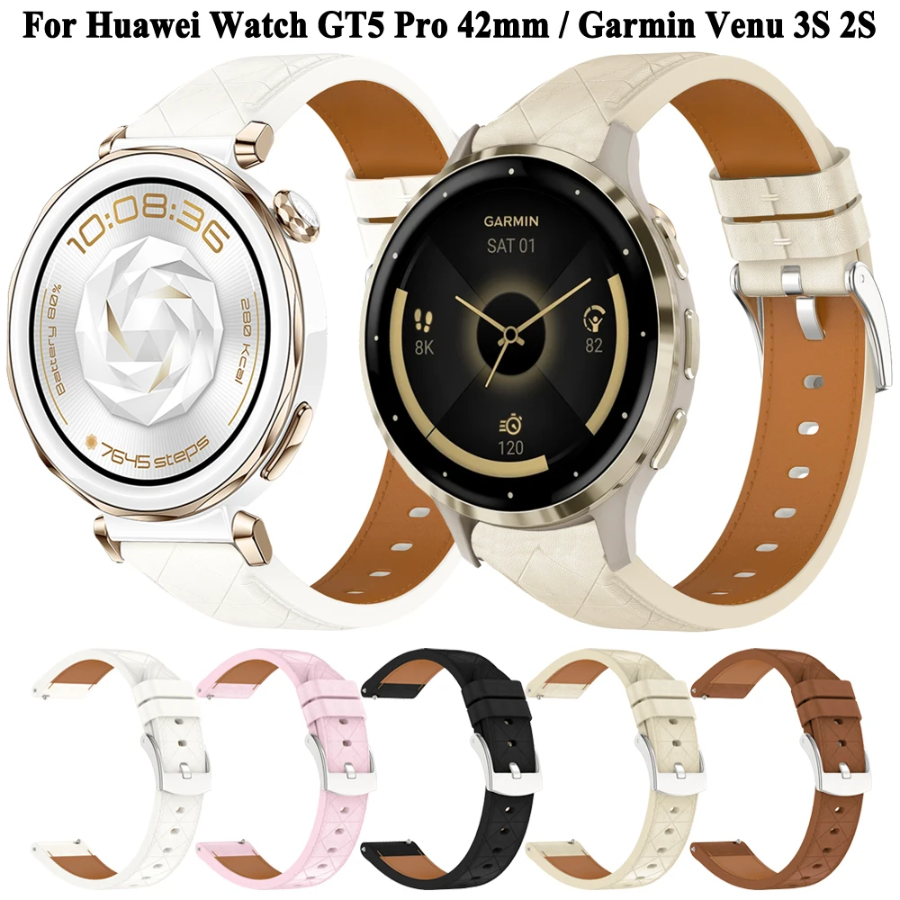 18mm Watchband For Huawei Watch GT5 Pro/42mm/GT4/41mm Strap For Garmin Venu 3s 2s Vivoactive 4s Synthetic Leather Band Bracelet