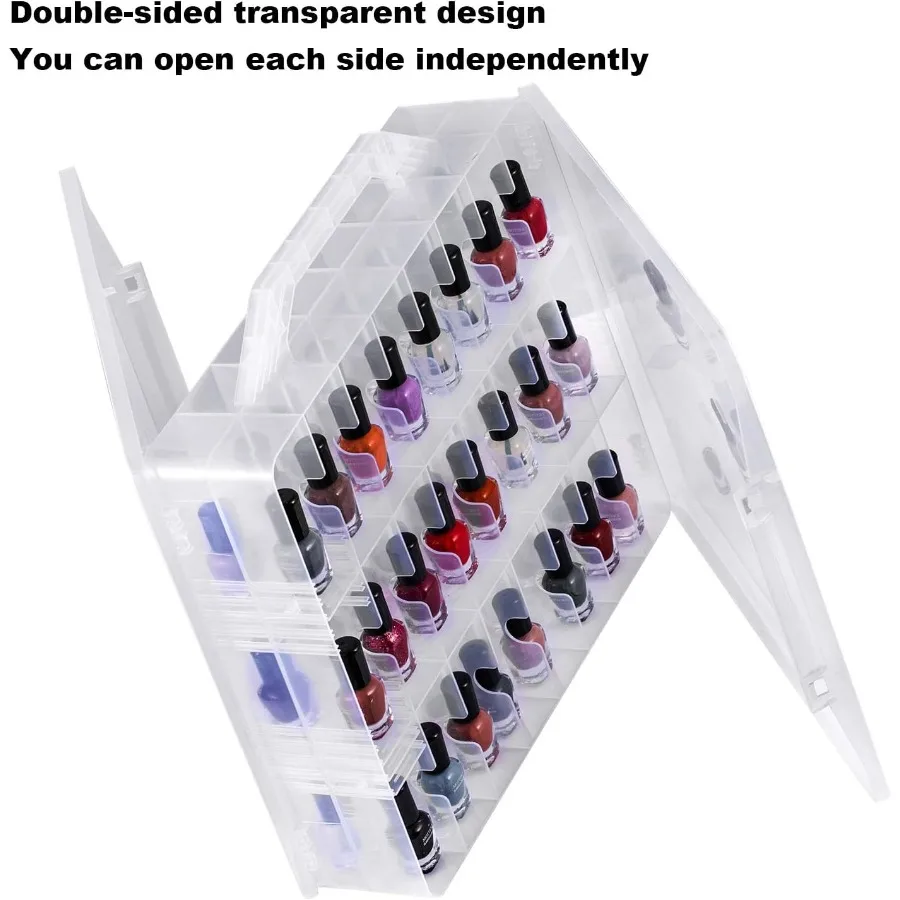 Custodia organizer per smalti per 48 bottiglie con 2 separatori per unghie Porta smalti gel a doppio lato con divisori regolabili Cl