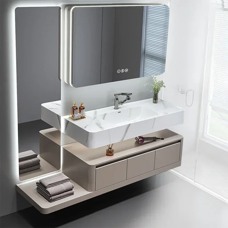 c13-European Style Bathroom Cabinets Wall-mounted Vanity Design Smart Mirror Cabinets Shelves Armoire Furniture Arredo Bagno C