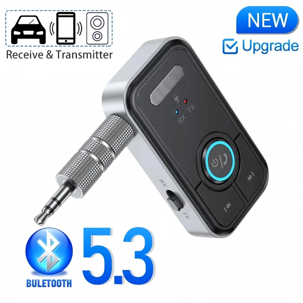بلوتوث 5.3 استقبال الارسال 2 in1 محول الصوت اللاسلكي 3.5 مللي متر AUX محول لسيارة سماعة الموسيقى المتكلم يدوي