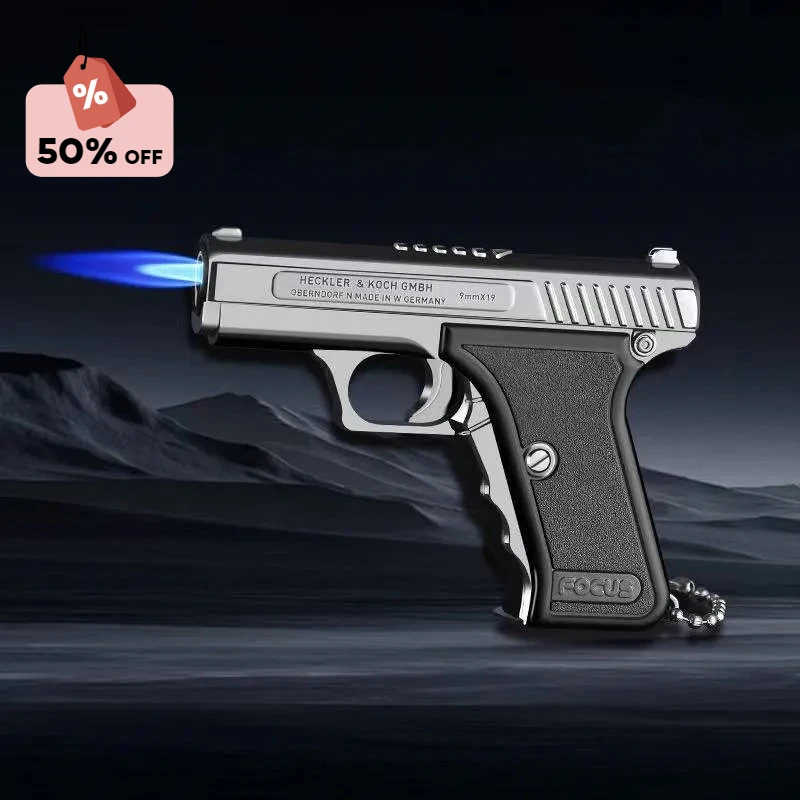 2025 Mini Pistal Lighter with Keychain Windproof Jet Flame Cool Lighter Refillable Butane Gas Gun Lighters Smoking Accessories