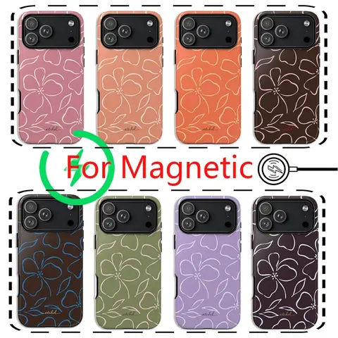 HOT Luxury Magnetic Phone Case For Google Pixel 11 10a 9a 8a 7a 5a 10 9 8 Pro XL 5G Double-layer Cover Plum & Blue Floral