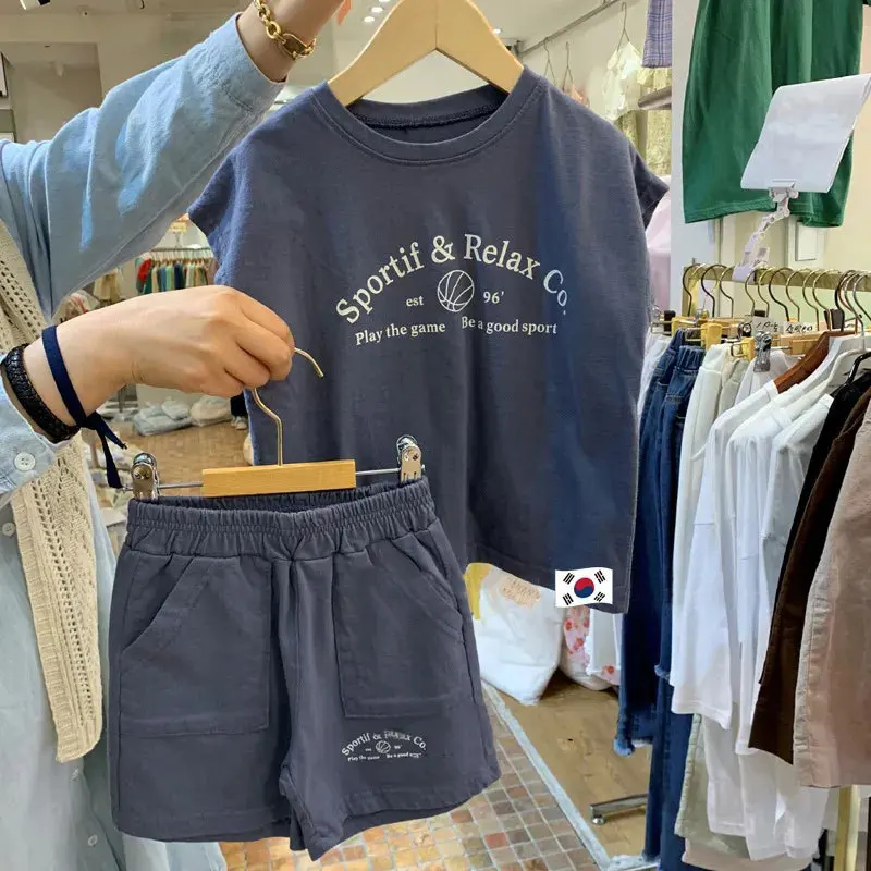 RAISE Summer Children 2PCS Clothes Set 2-6Y Kids Boys Letter Print Tee Vest Suits Elastic Waist Toddler Baby Boys Shorts Outfits