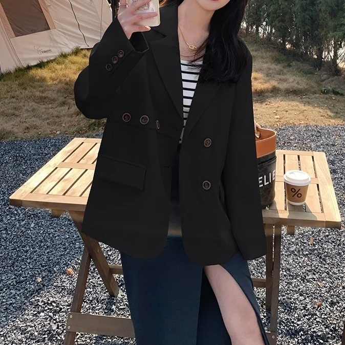 여성용 크롭 코트 신상품 외투 크롭 블레이저 여성스러운 감각의 직장용 플립 자외선 차단 얇은 사이즈 플러스 사이드 슬릿