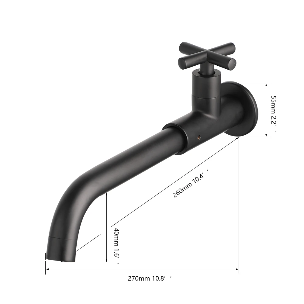 ZAPPO Outside Basin Sink Faucet Slim Bathroom Faucets Stainless steel Tap Single Cold Water Basin Crane Tap Wall Mounted