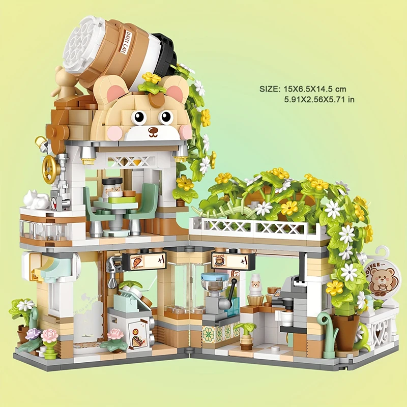 Creative Folding Cafe City Street View Mini Building Blocks DIY Home Decoration Set Adult Children Educational Toy Gift