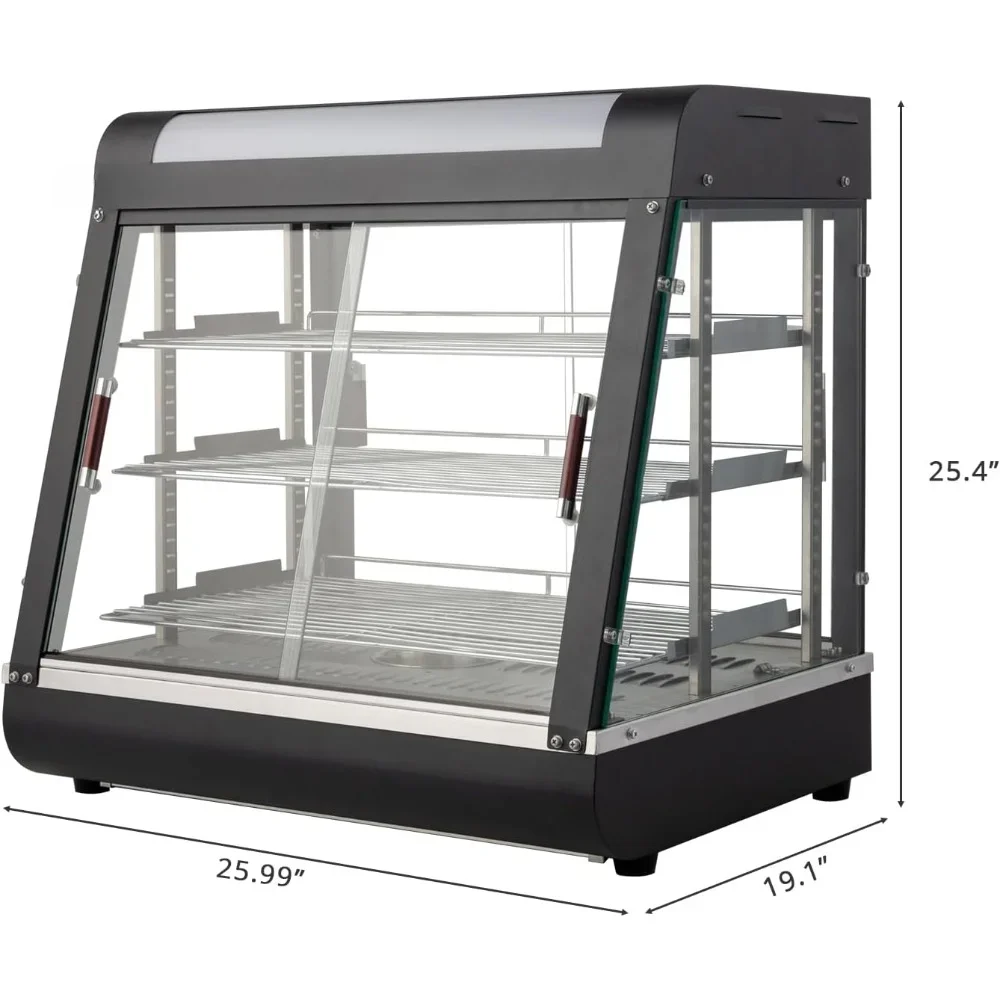 Vitrina de pastelería, expositor de calentador de alimentos eléctrico comercial de 3 niveles, estantes extraíbles ajustables, vitrina de refrigerador