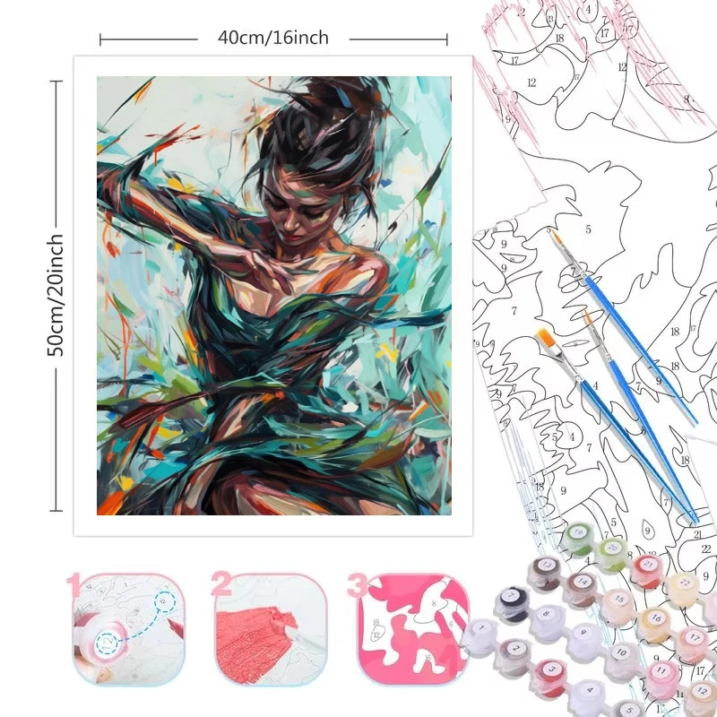 Colorful Dancer Lady Paint By Numbers Kit Adults Beginner DIY Canvas Stress Relief Home Wall Decor Craft Birthday Gift Frameless