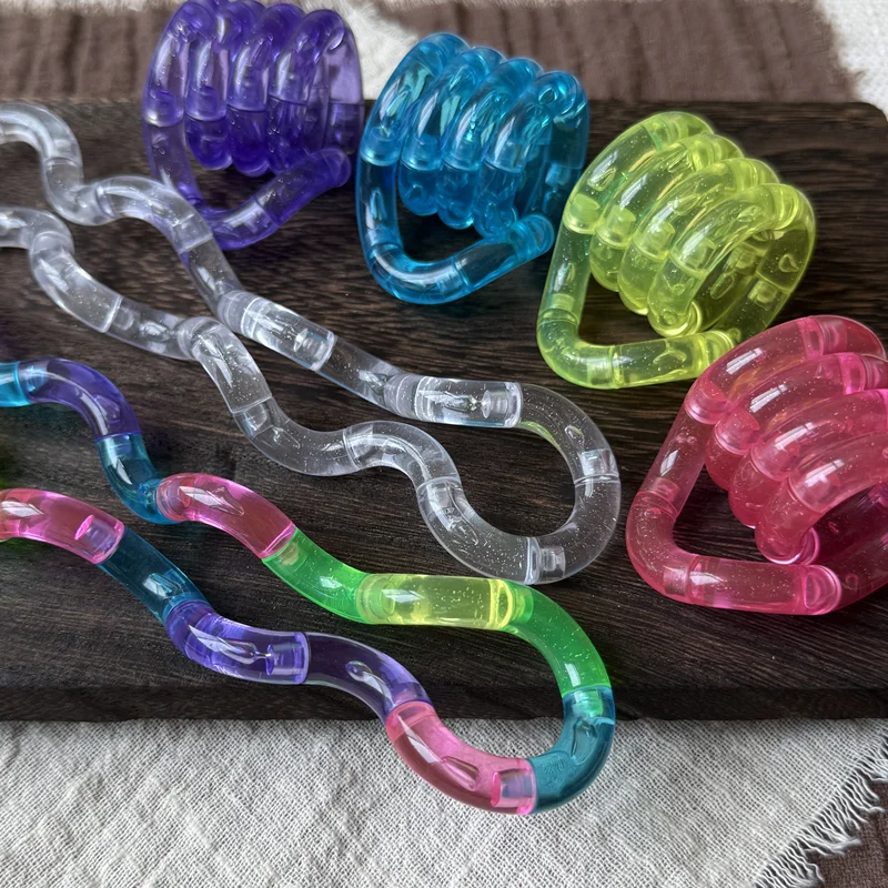 

Colorful Tangle Fidget Toy Transparent Crystal Sensory Stress Relief ADHD Focus Training for Kids Adults Perfect Surprise Gift