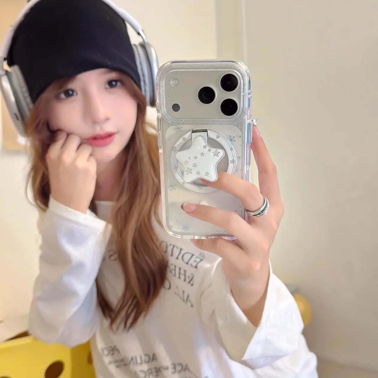 

Двусторонний чехол с подушкой безопасности IMD Edge Snowflake и магнитной подставкой для iPhone 17, Pro max 16, 15, 14, 13, задняя крышка в подарок