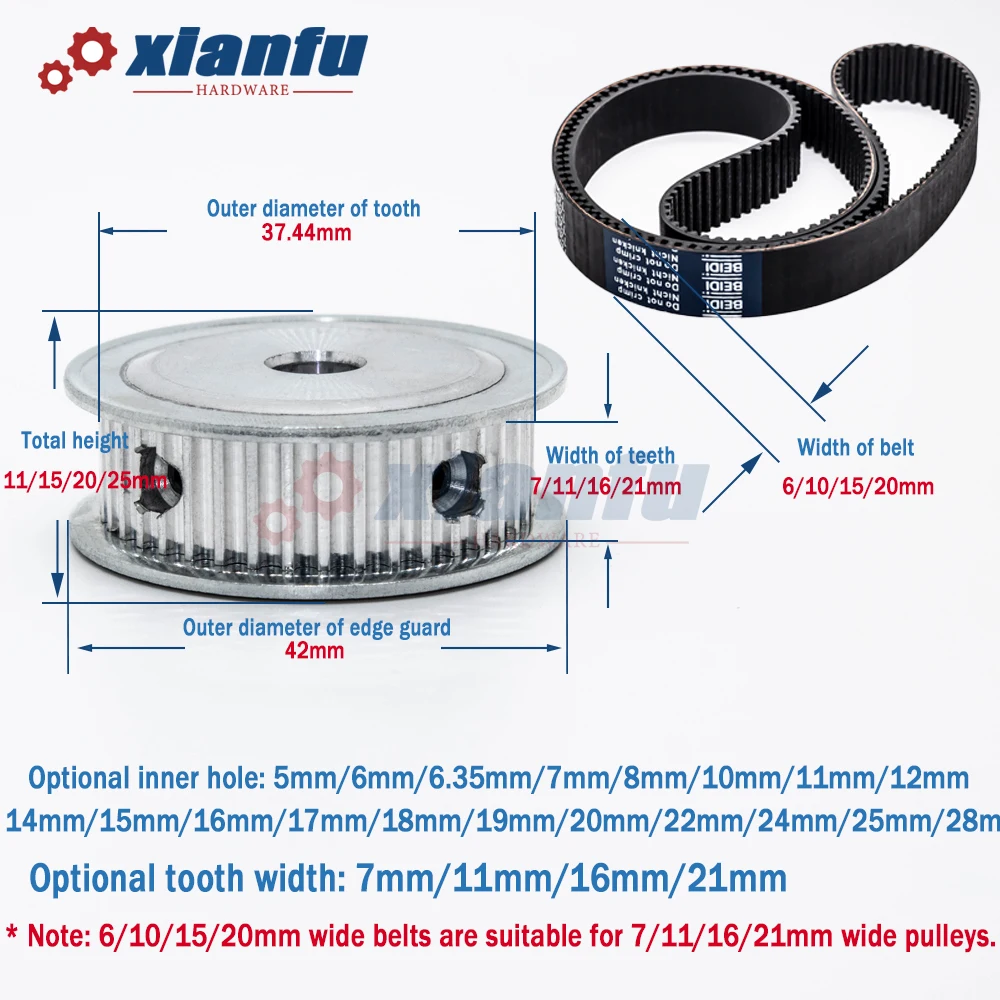 HTD3M Timing Belt Pulley 3M 40 Teeth AF Type Synchronous Wheel Bore 5/6/6.35/8/10/12/14/20mm Width 6/10/15/20mm HTD 40T Aluminum