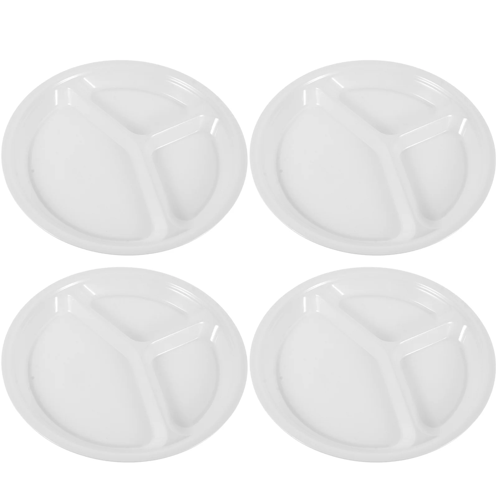 

4 Pcs Melamine Divided Plates Round Fruit Tray Household Dinner Plate Set White Color Food Accessory Safe Durability