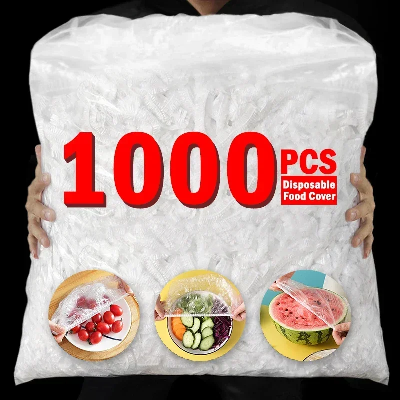 100/1000pcs Disposable Food Cover Saran Wrap Bowel Cover Food Grade Fresh-keeping Plastic Bag Kitchen Storage Accessories