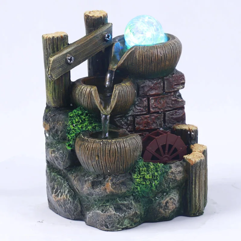 Tabletop Water Fountains Indoor Illuminated Waterfall and Calming Sound Feng Shui Relaxation Desktop Fountain with LED