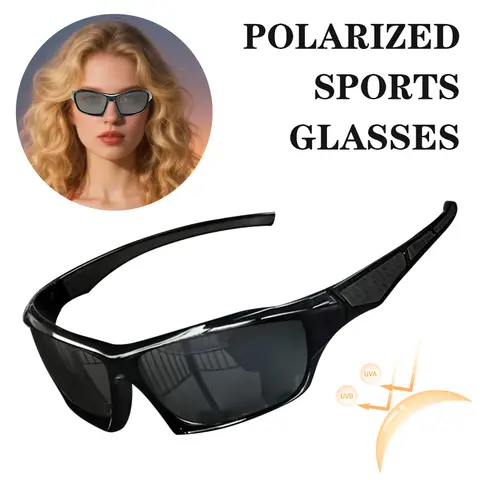 1 Pair Polarized Sports Sunglasses for Men and Women Fashionable Sunlight-proof Anti-UV Cycling Driving Glasses
