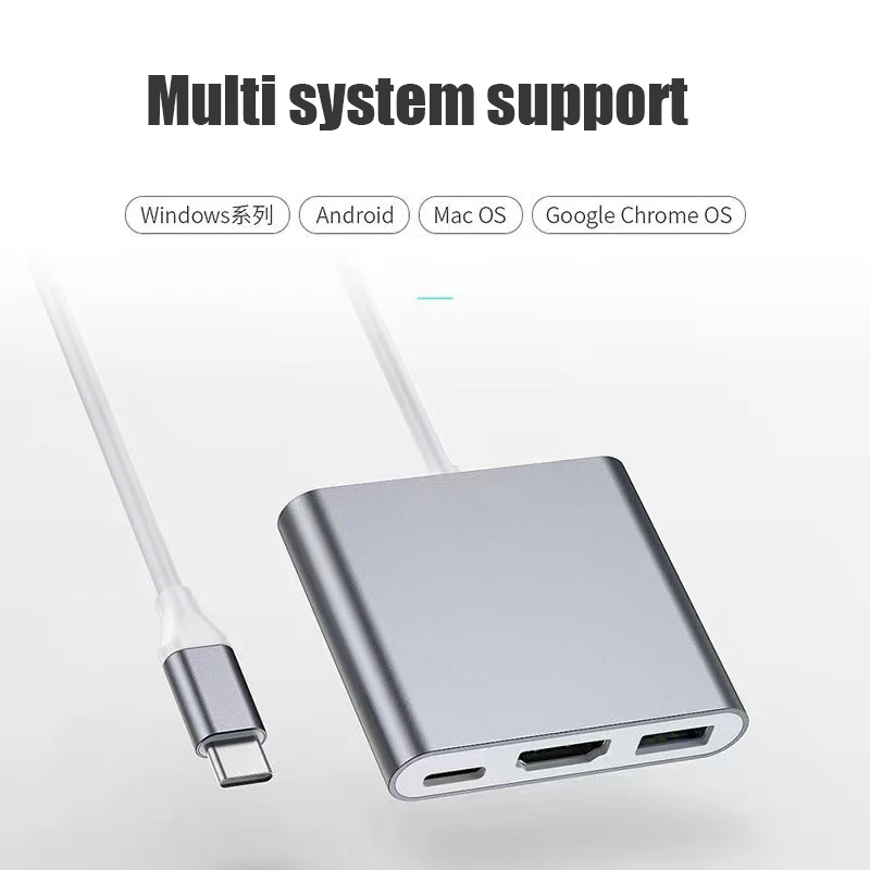 Konwerter kabla USB-C na HDMI 3 w 1 do Samsung Huawei iPad Mac USB 3.0 USB C na HDMI męski na żeński 4K USB 3.0 Adapter Kabel