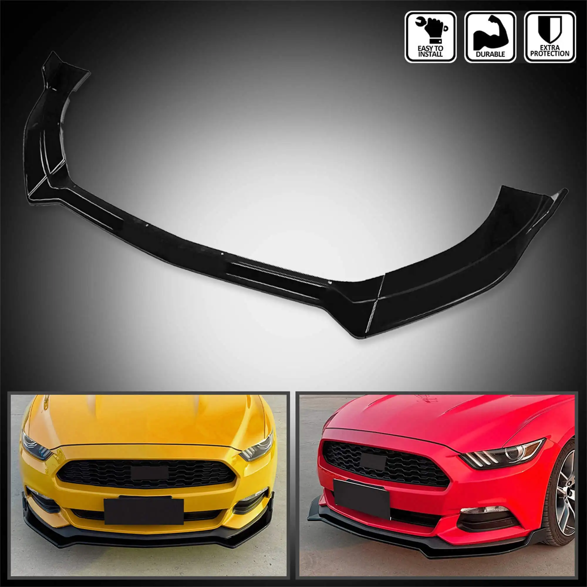 Vland 2015-2017 Mustang GT Performance Style Front Bumper Lip Chin Spoiler Splitter Black