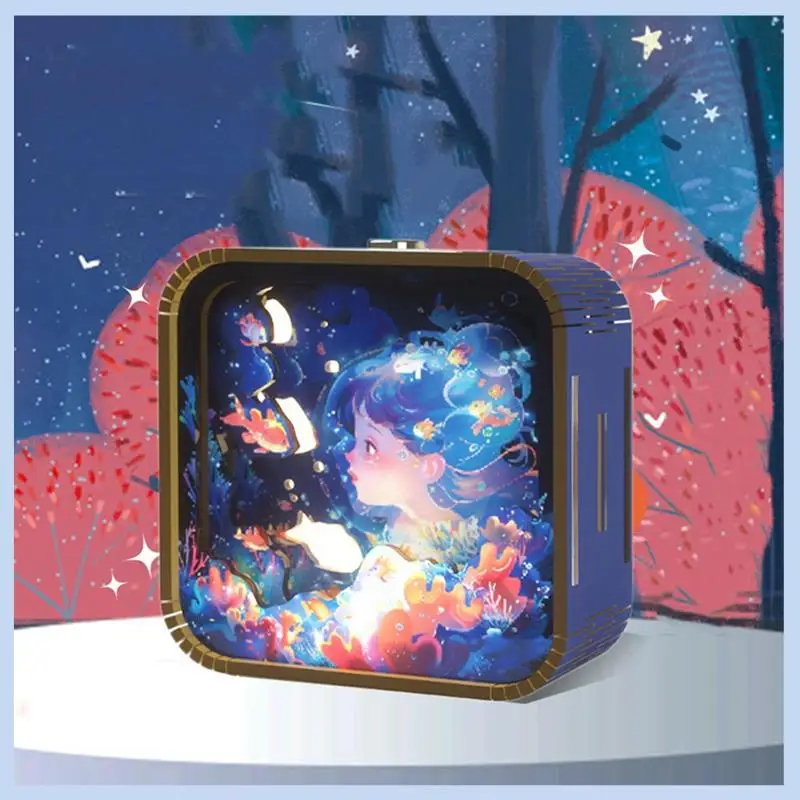 

MLGB-Hand Touch Cartoon DIY Wooden Stereo Atmosphere Lights Graduation Season Gifts Nightlight Gifts