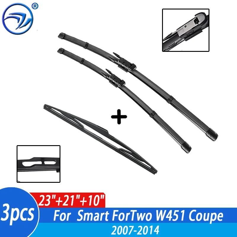 Wiper 3Pcs Front & Rear Wiper Blades Set For Smart ForTwo W451 Coupe 2007 08 09 10 11 12 13 2014 Windscreen Windshield Window