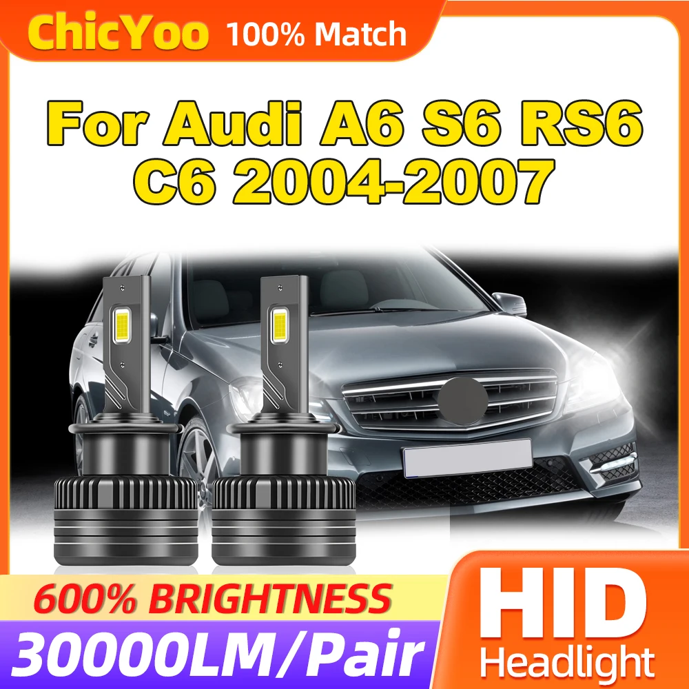 

30000LM HID Xenon Headlamp Bulbs 120W Turbo Auto Lamps 6000K White 12V Xenon Lights For Audi A6 S6 RS6 C6 2004 2005 2006 2007