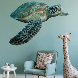 C42# Sea Turtle Wall Sticker Bathroom Living Room Background Decorations Wallpaper Creative Animals Self Adhesive Stickers