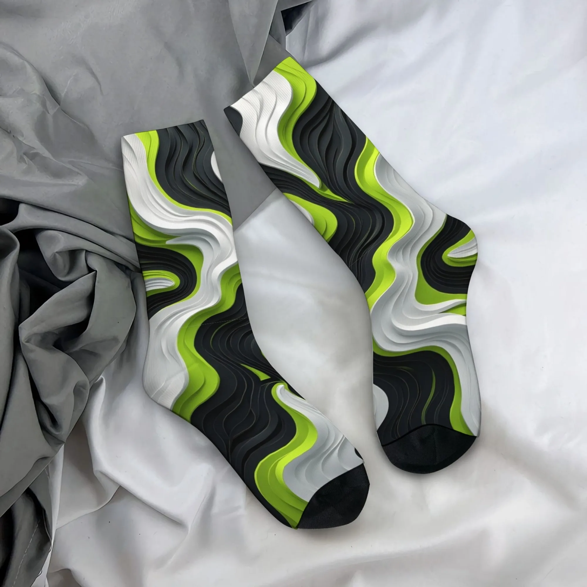 Wavy Layered Socks Soft Non-slip Elastic Men's Socks Outdoor Travel Leisure Street Fashion Everyday Wear Edgy Compression Socks