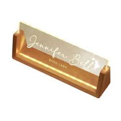 Personalized Office Desk Name Plate Customized Text Pattern Name Desktop Sign Light Festival Gift Acrylic Nameplate