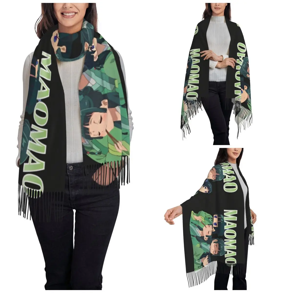 The Apothecary Diaries Maomao Shawls Wraps for Ladies Warm Long Soft Scarf Cartoon Anime Neckerchief Tassel Scarves