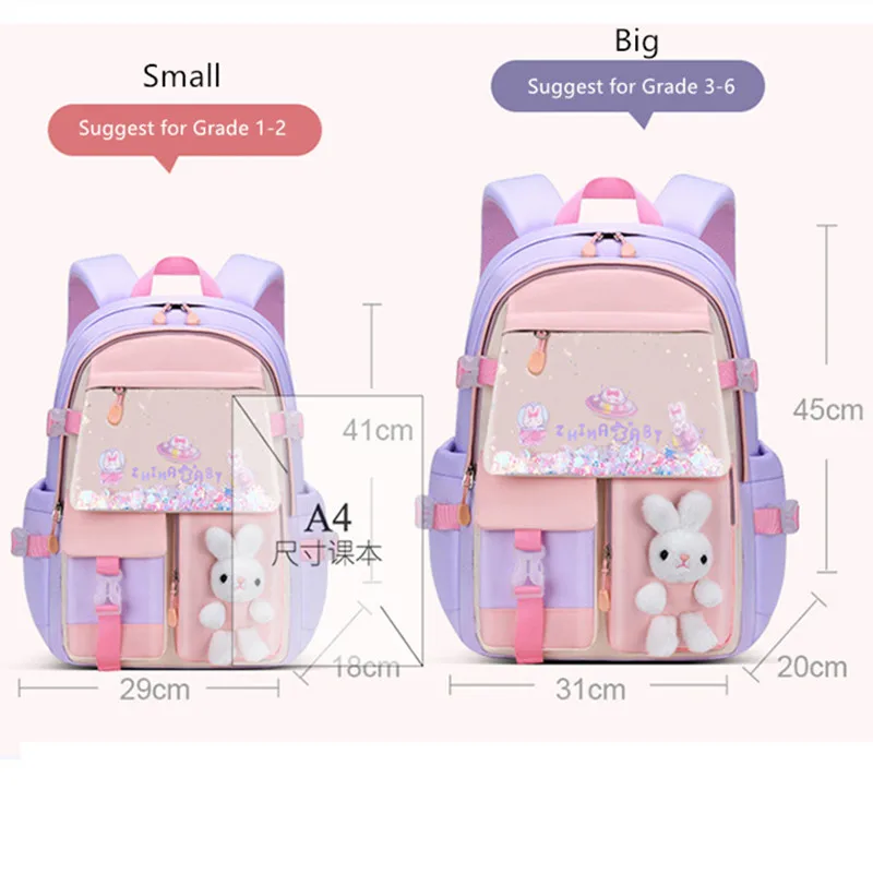 Mochila pequeña para niñas, mochila escolar de primaria, bonita mochila de regalo para niños y mujeres, mochila kawaii para niños, mochila de conejo