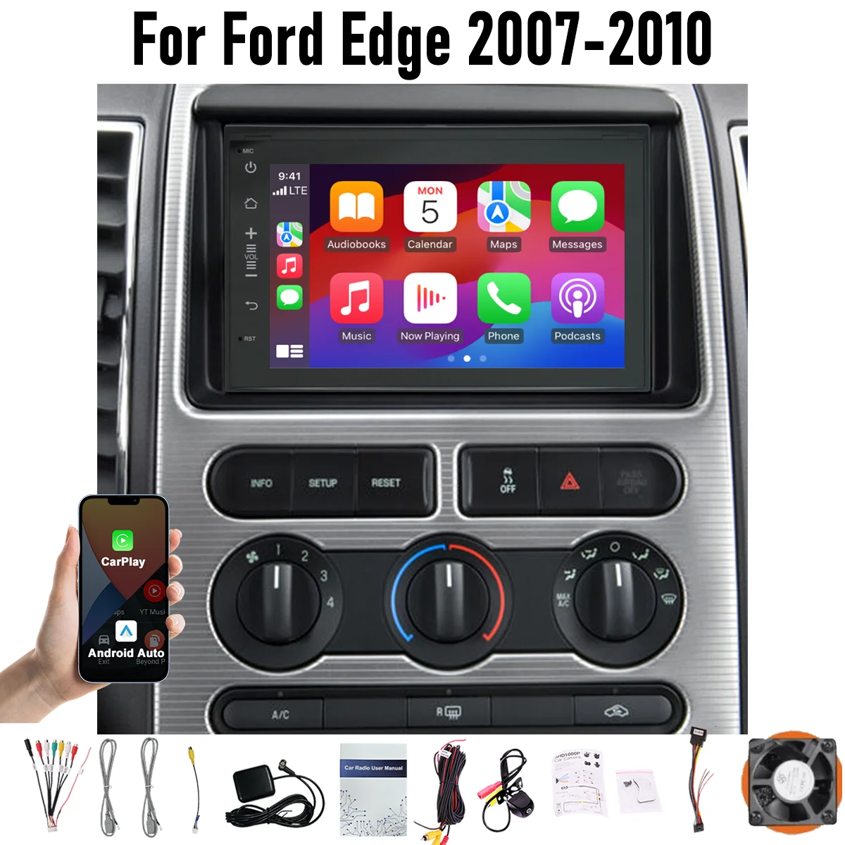 

7“ Wireless CarPlay Android auto 6-128GB (8CORE) For Ford Edge 2007-2010 Screen Android15 Head Unit GPS Navigation Radio